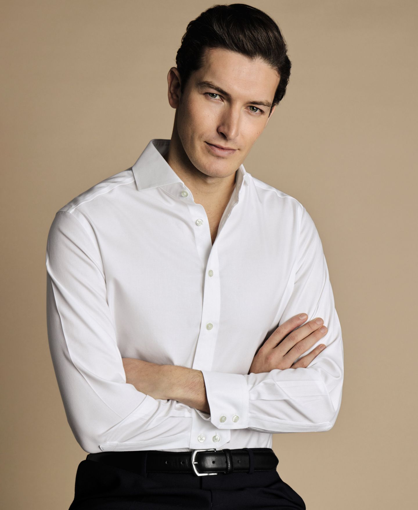 Мужская рубашка Charles Tyrwhitt Slim-Fit Twill Dress Shirt, цвет: Белый — фото 3