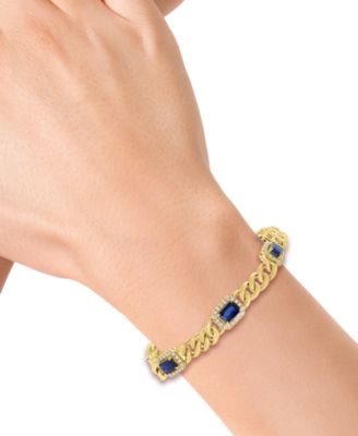 Diamond (5/8 ct. t.w.) & Sapphire (3-1/3 ct. t.w.) Bracelet in 14k Gold Over Silver