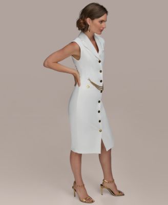 【Donna Karan New York】Button-Front Chain-Trim Dress Donna Karan New York Women's Button-Front Chain-Trim Dress