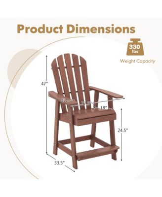 Tall Bar Stool HDPE Patio Chair w/ Armrest Footrest Home Indoor Outdoor