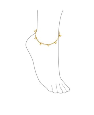 Multi Heart Charms Anklet Ankle Bracelet Gold Plated Figaro Chain