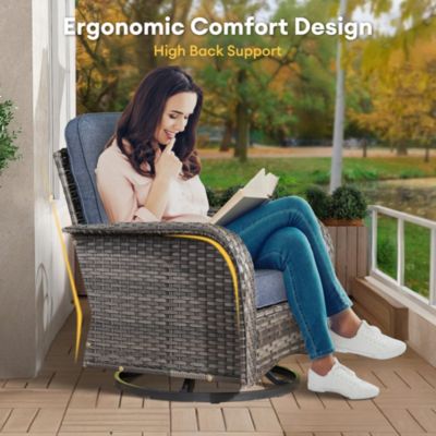 5-Piece Outdoor Wicker Patio Furniture Set, Double Resistance Rattan Rocking Chair and Coffee Table Conversation Set