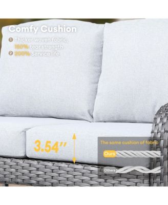 5-Piece Outdoor Wicker Patio Furniture Set, Double Resistance Rattan Rocking Chair and Coffee Table Conversation Set