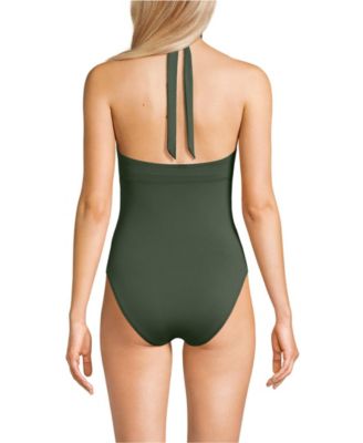 Women's Long Criss Cross Halter One Piece Swimsuit