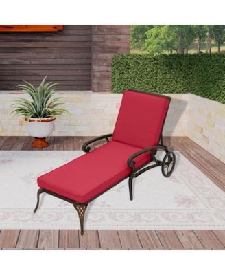 Outdoor Chaise Lounge with Cushions Patio Lounge Chairs with Wheels & Adjustable Backrest Aluminium Pool Sun Lounges Chairs for Outside, Beige