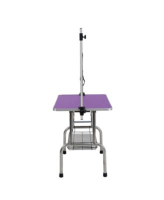 42" Folding Dog Pet Grooming Table Stainless Steel Frame Rubber Mat on Board with Adjustable Arm and Clamps pet dog Cat Grooming Table (PINK COLOR)