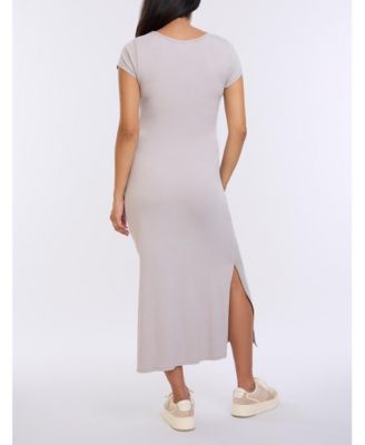 Maternity Crew Neck Short Sleeve Side Tie Midi Dress - Motherhood