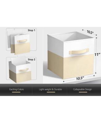 6 Pack 11" Two Tone Foldable Storage Cubes with Handles - Perfect for clothes, toys, books, linens, and more
