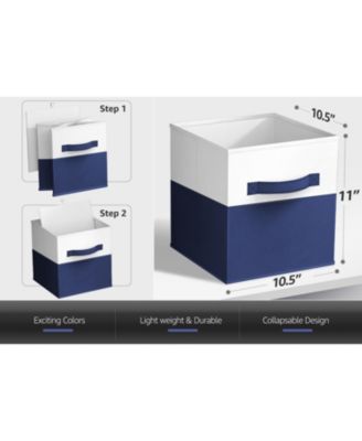 6 Pack 11" Two Tone Foldable Storage Cubes with Handles - Perfect for clothes, toys, books, linens, and more