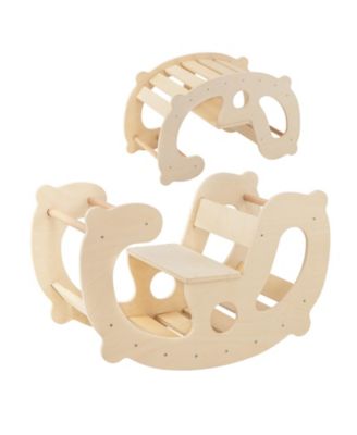 2-in-1 Montessori Rocking Horse and Climbing Arch Toy for Toddlers and Kids