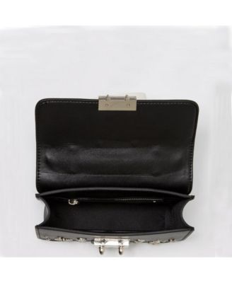 Studded Small Leather Crossbody Bag Black Purse  Women's Handbag with Top Handle