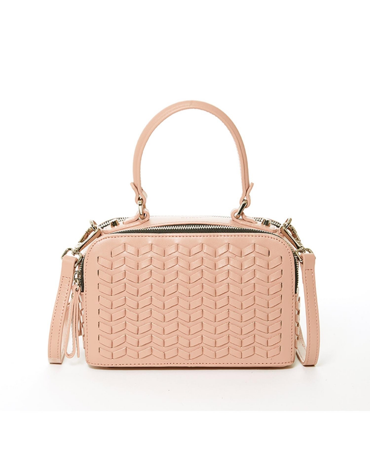 Woven Leather Crossbody Bag Pink Purse Women's Handbag
