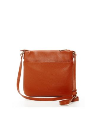 Brown Leather Messenger Bag Women s Crossbody Purse with Zipper Closure and Adjustable Strap