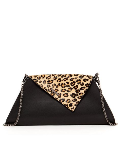 Женский клатч SUSU Black Leather Clutch Bag Leopard Unique Evening Purse Handbag, цвет: Чёрный леопардовый