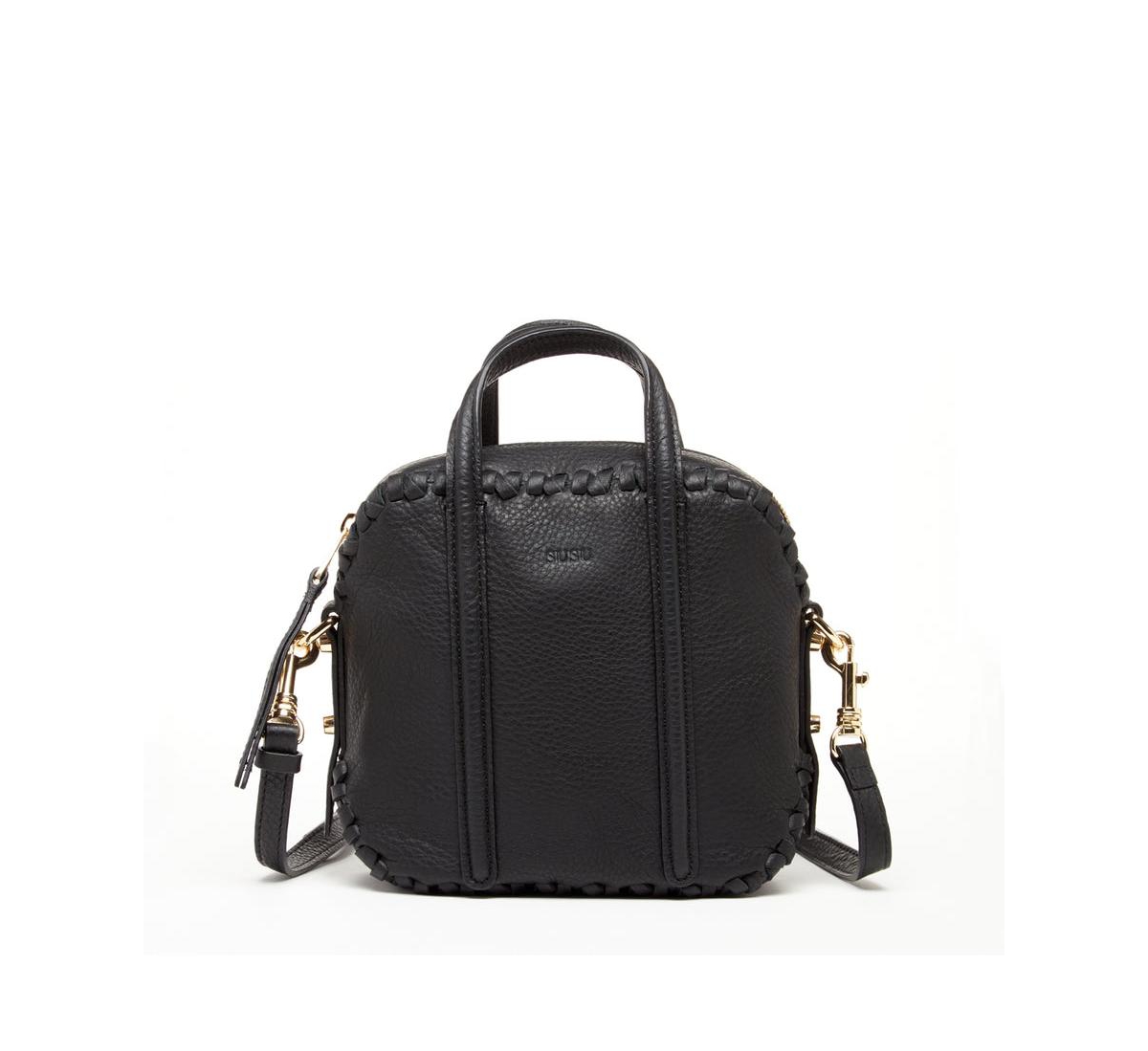 Black Purse Leather Crossbody Bag Medium Size Women's Handbag