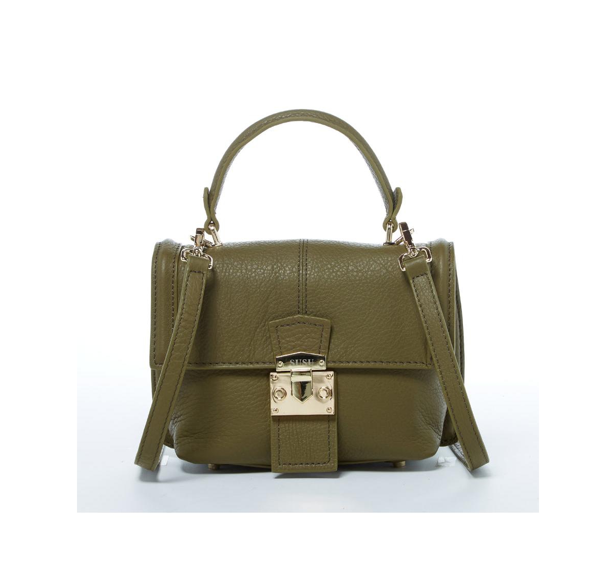 Leather Backpack for Women Convertible Crossbody Bag Olive Green Purse - Olive green