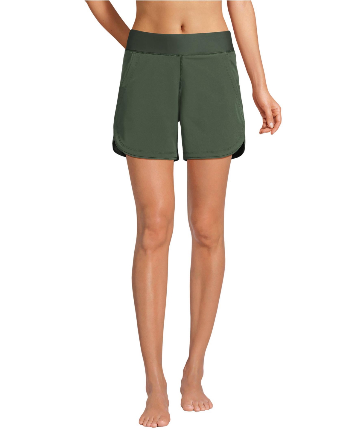 Lands' End Women's SunShade Upf 50 5&#x22; Board Shorts with Panty - Rich olive green