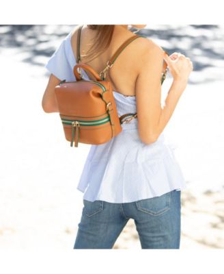 Brown Leather Backpack Purse for Women Convertible Crossbody Bag Medium Size with Front and Back Pockets