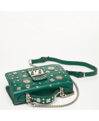 Leather Crossbody Bag Small  Structured Emerald Green Purse Top Handle Forest Green Women's Handbag