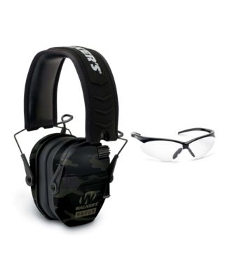 Walker s Razor Slim Electronic Muff (MultiCam Camo Gray) with Glasses (Clear)