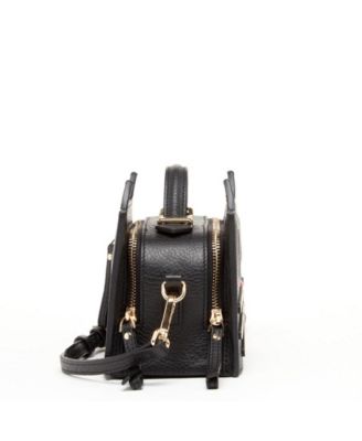 Leather Cat Bag Black Crossbody Purse Women's Handbag with Top Handle and Adjustable Strap