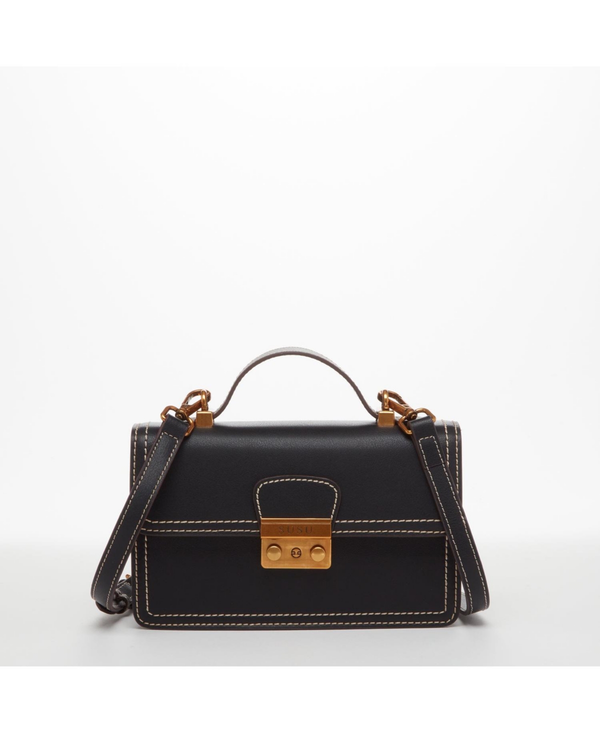 Black Purse Leather Small Crossbody Bag Cute Women's Handbag