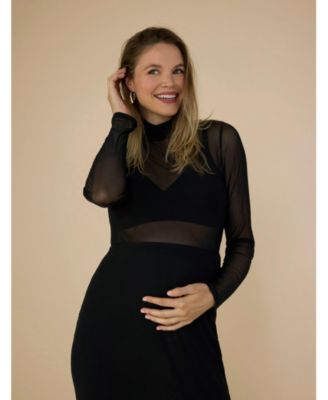 Maternity Long Sleeve Bodycon Mesh Top - Motherhood