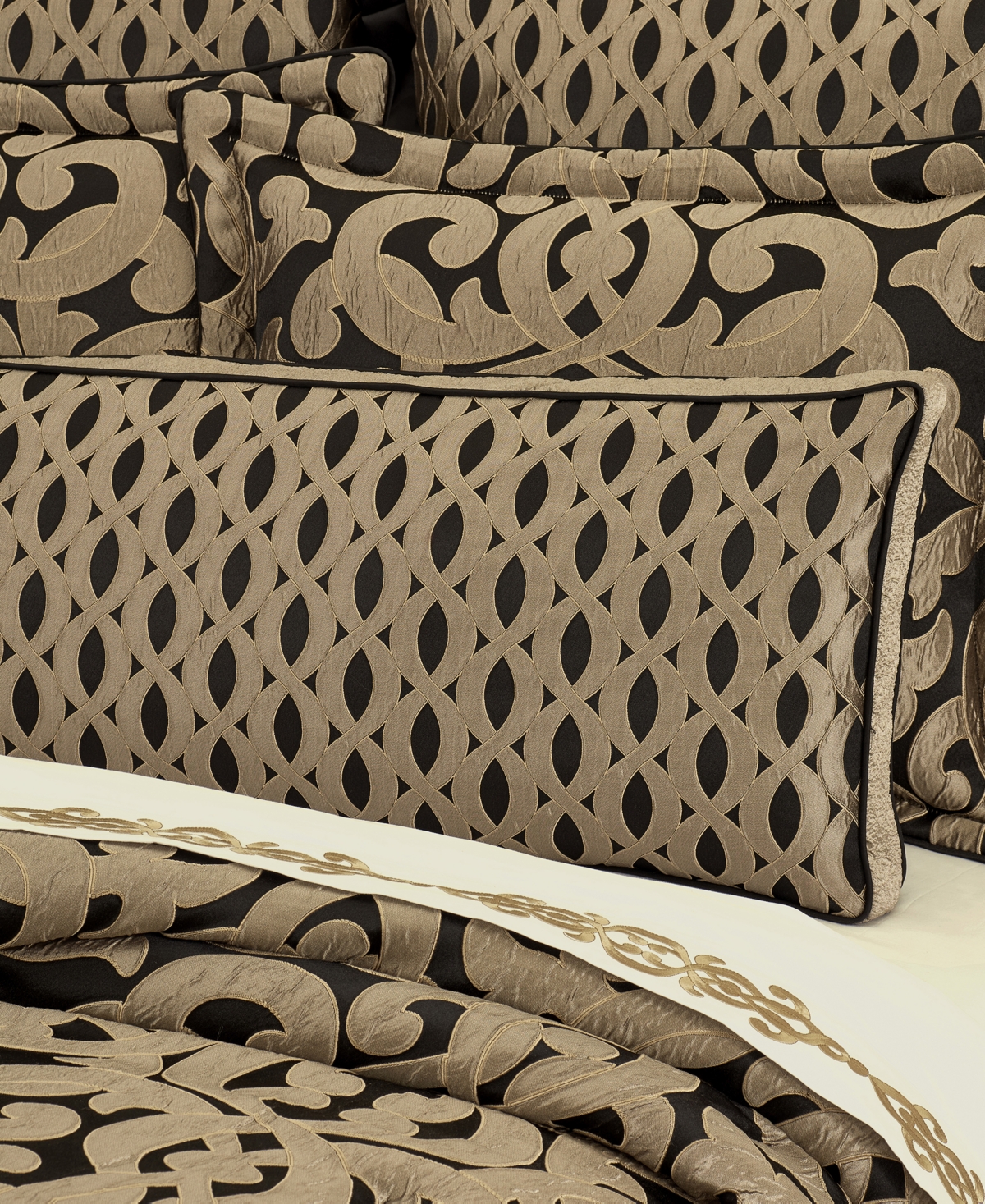 J Queen New York La Boheme Bolster Decorative Pillow, 15" X 52" In Onyx