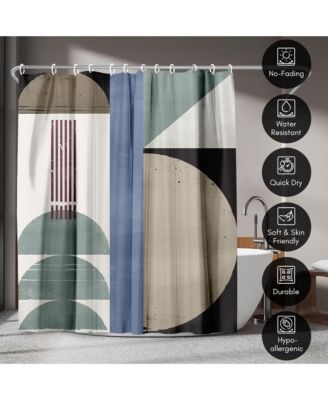 Modern Abstract Polyester Water-Resistant Bath Curtain, 71x74