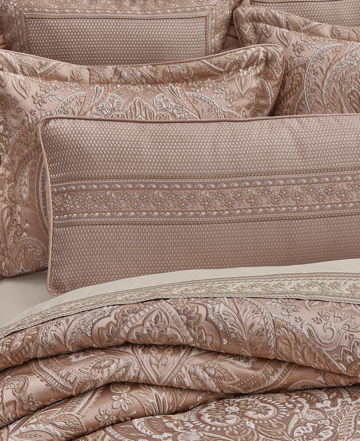 J Queen New York Fiorello Bolster Decorative Pillow, 15" X 52" In Blush