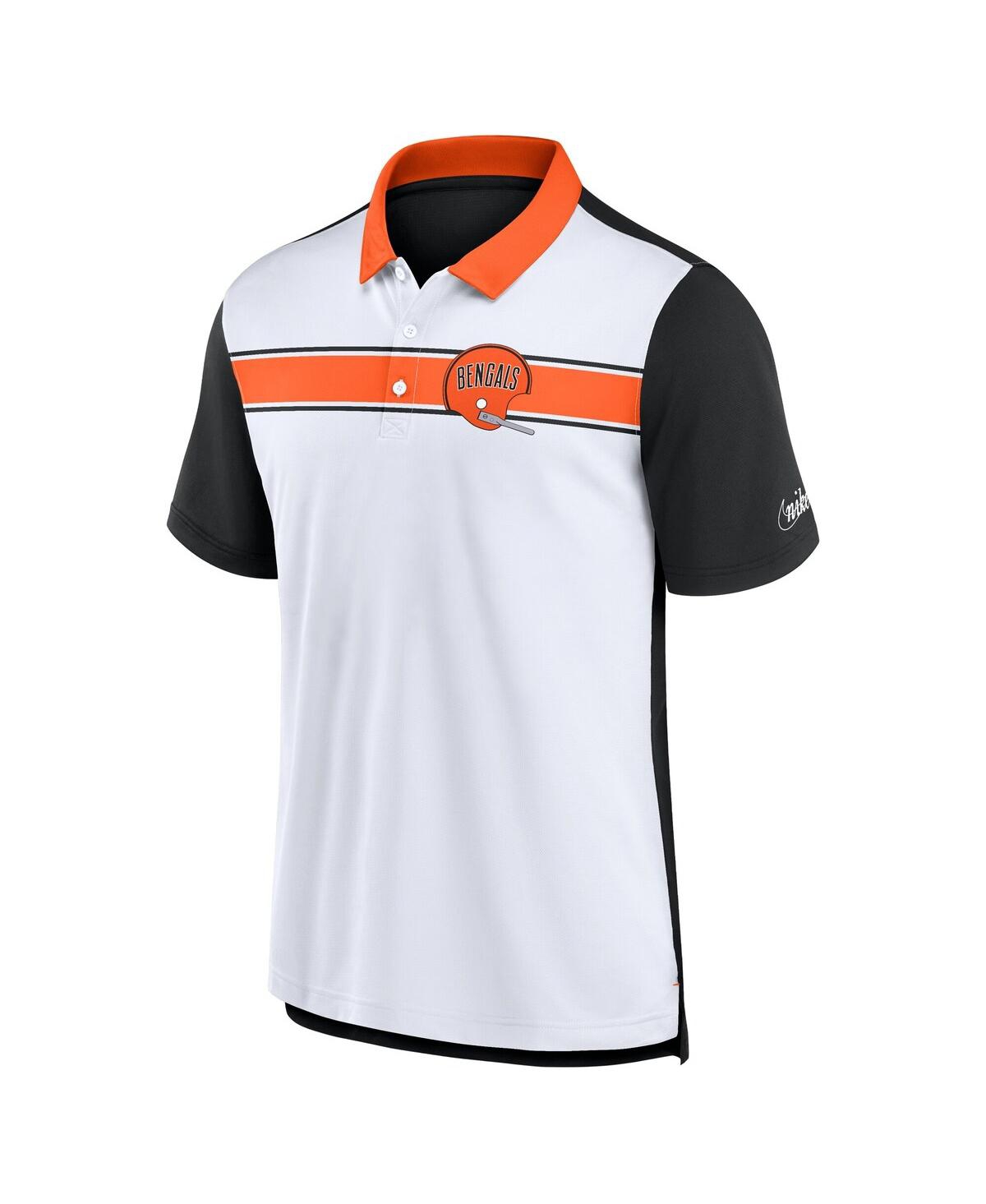 Nike Men's White/black Cincinnati Bengals Rewind Pique Polo Shirt In White,black