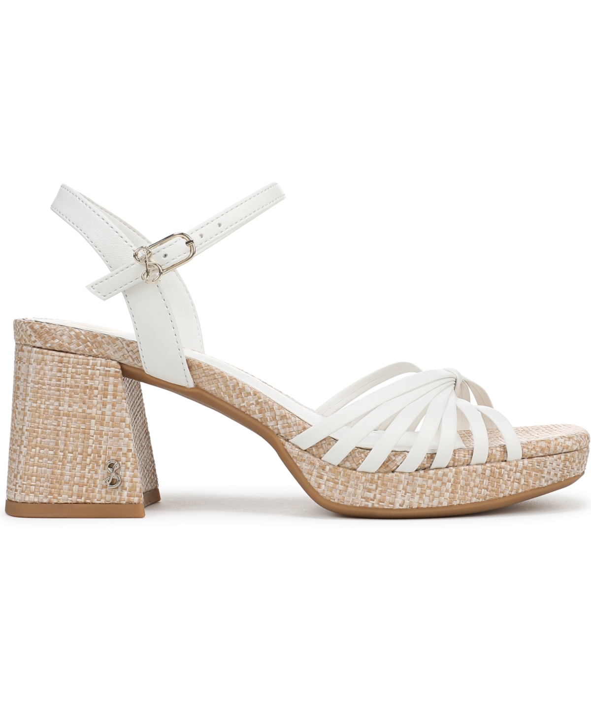 Sam & Libby Women's Lacey Block Heel Strappy Platform Sandals In White