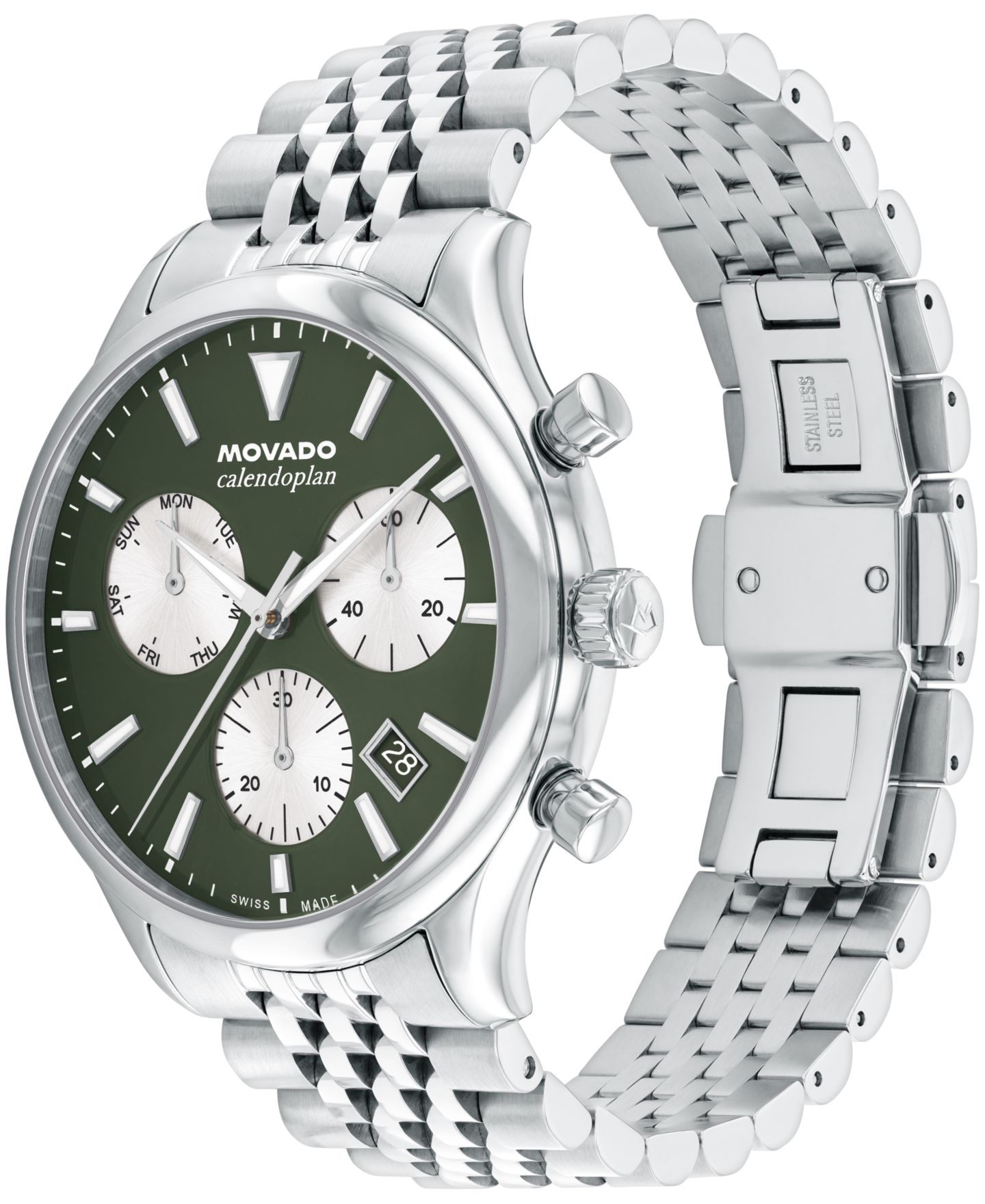 Мужские часы Movado Calendoplan Swiss Quartz Chrono Stainless-Steel Watch, 43mm — фото 2