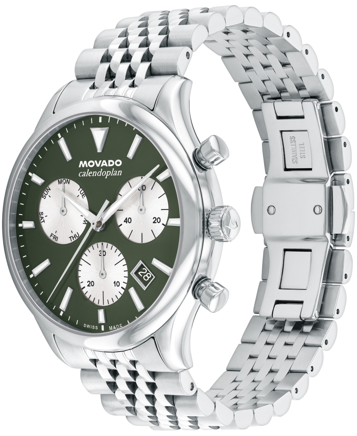 Movado Men's Calendoplan Swiss Quartz Chrono Stainless-steel Watch, 43mm In Silver-tone
