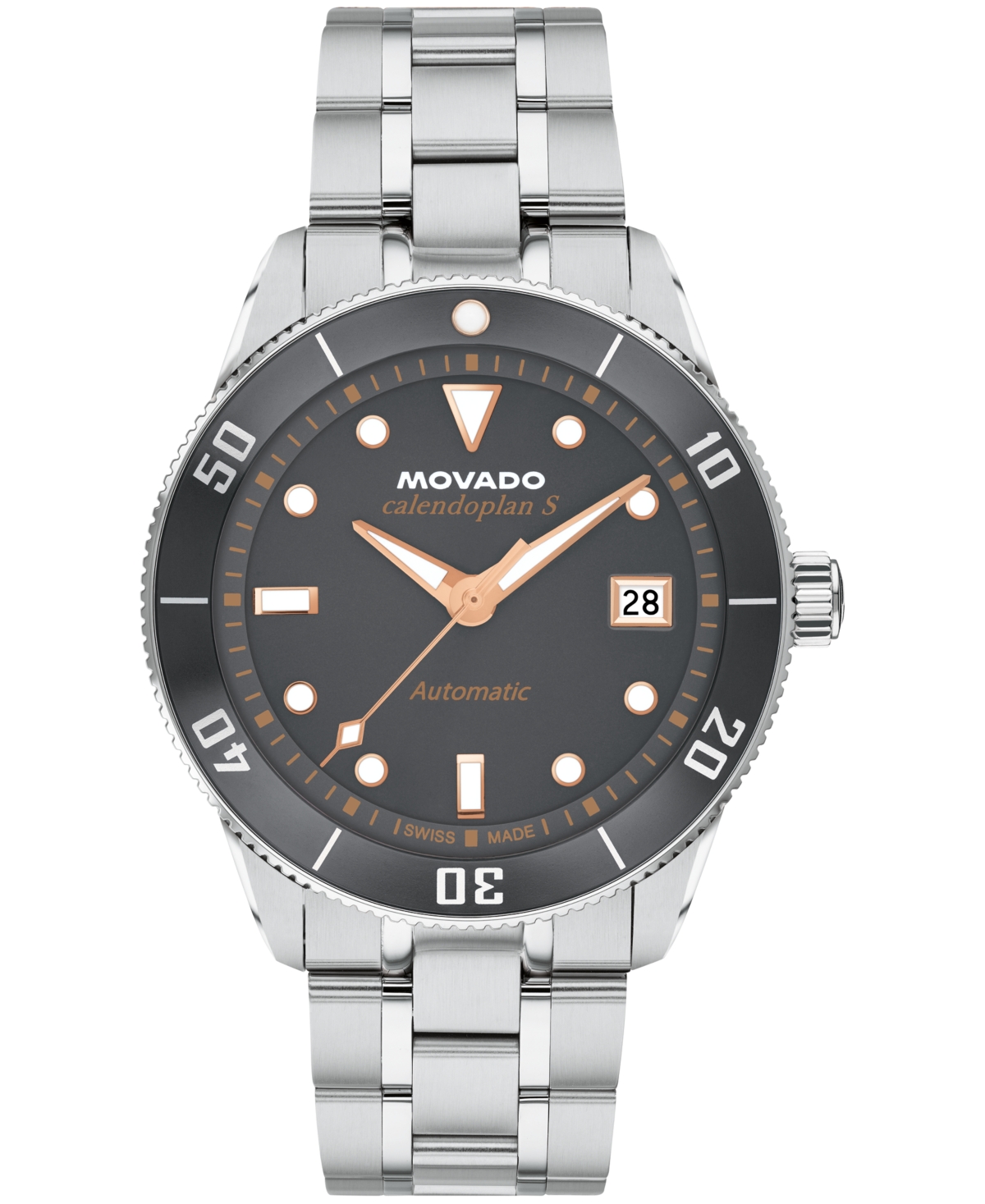 Men's Calendoplan S Swiss Automatic Stainless-Steel Watch, 40mm - Silver-Tone