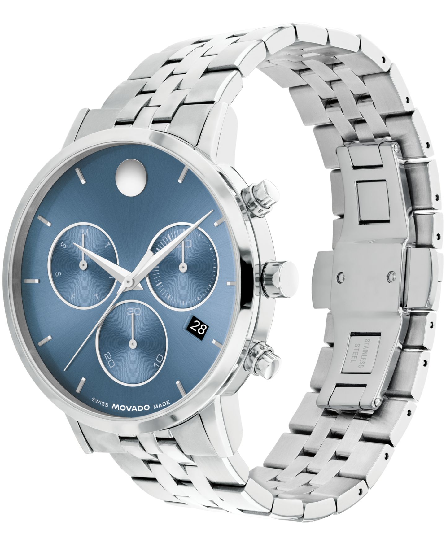 Швейцарские кварцевые часы-хронограф Movado Museum Classic из нержавеющей стали, 42 мм — фото 2