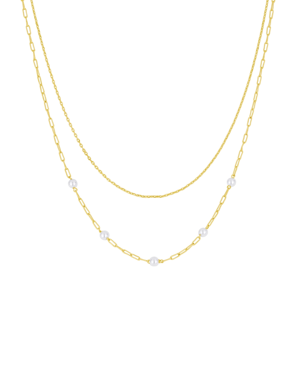 Simulated Cultivated Pearl Layered Necklace - Silver