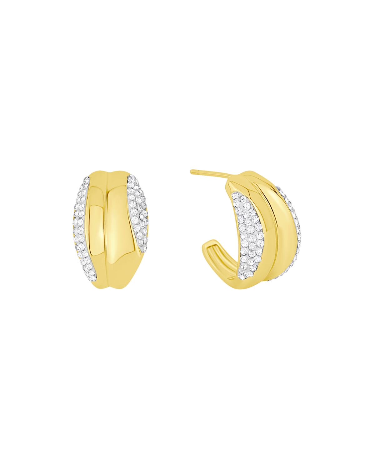 And Now This Clear Crystal Push Back C-hoop Earrings In Gold
