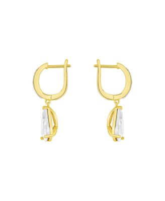 Clear Crystal Drop Hoop Earrings