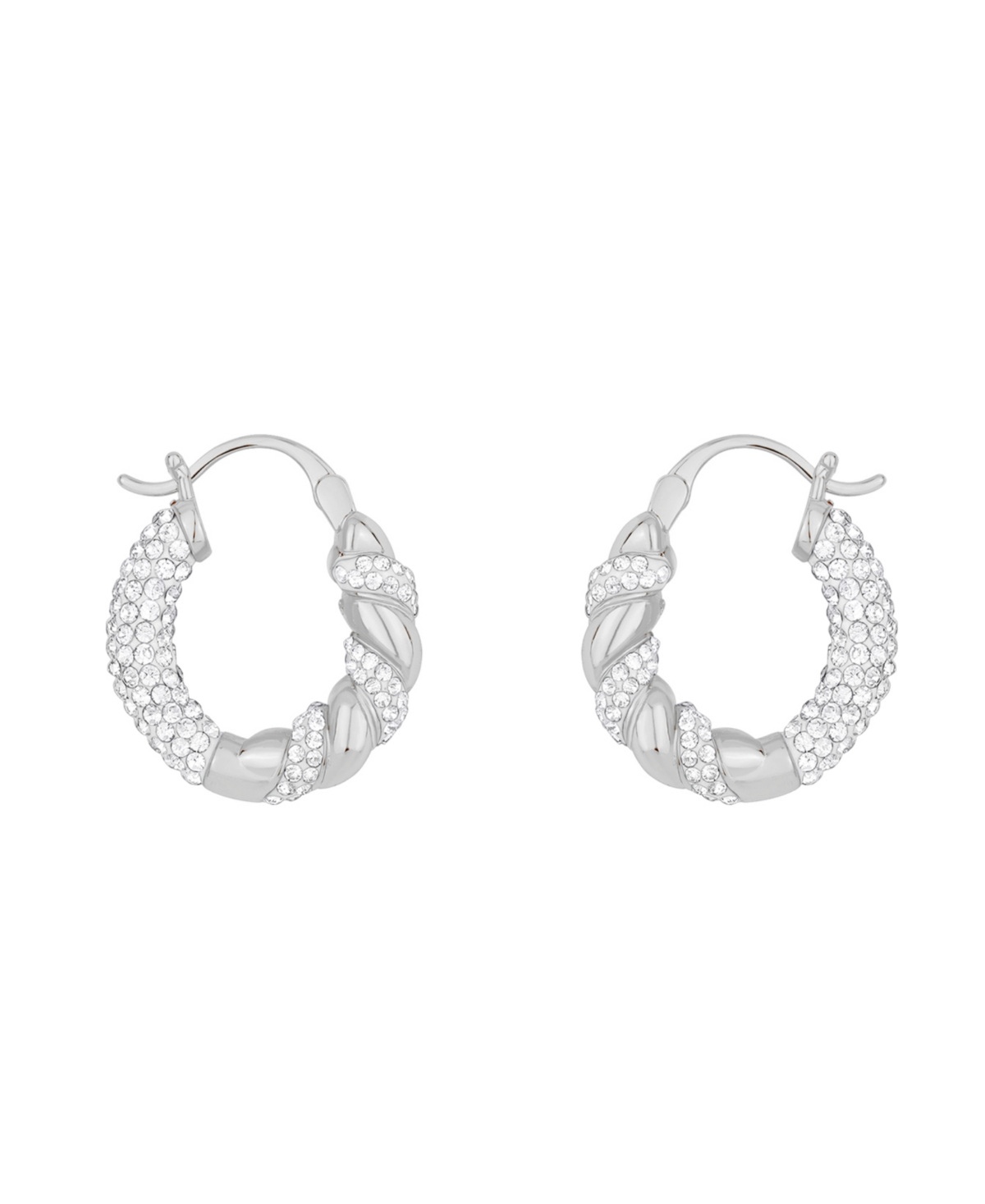 And Now This Clear Crystal Click Top Hoop Earrings In Silver