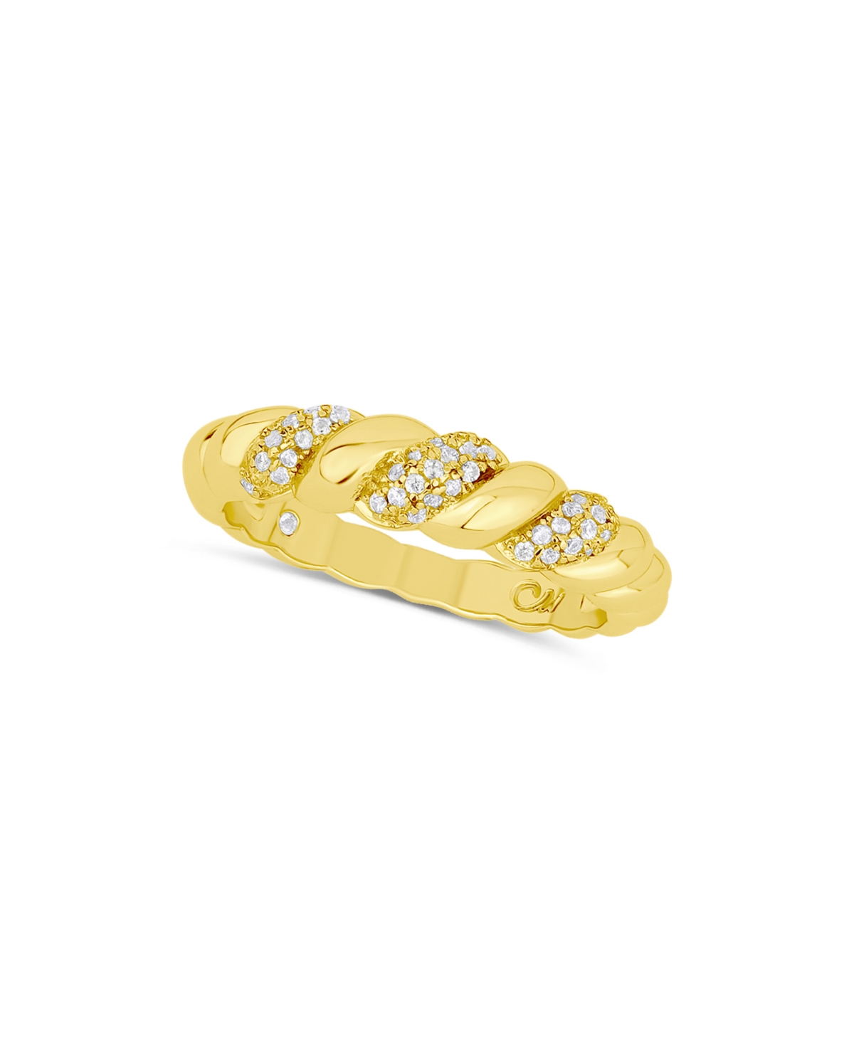 Cubic Zirconia Twisted Ring - Gold