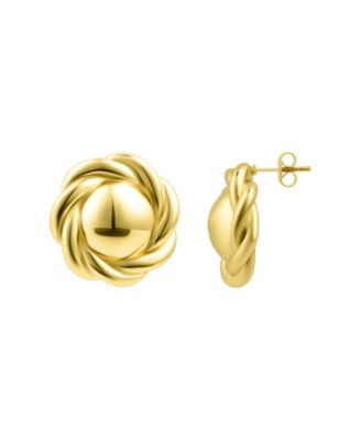 Gold Round Rope Stud Earrings