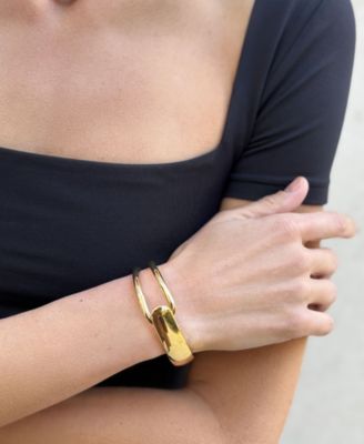 Gold Overlapping Open Cuff Bracelet