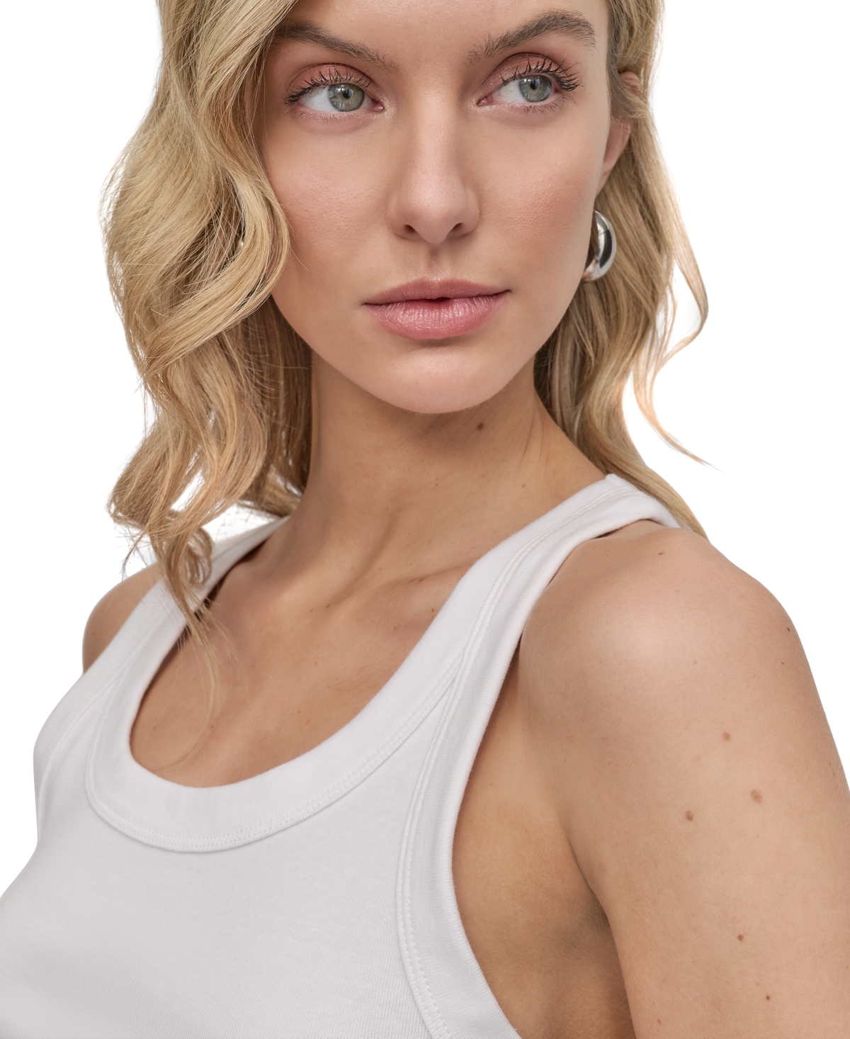 Shop Dkny Jeans Women's Ribbed Cropped Tank Top In Wht - White