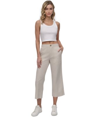 DKNY Jeans - Women's Cropped Wide-Leg Linen Pants