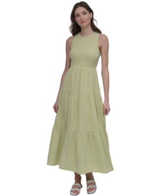 DKNY Jeans - Women's Cotton Gauze Smocked-Bodice Maxi Dress