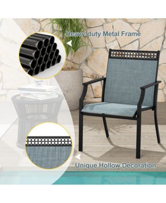 Patio Dining Chairs Set of 4 All Weather Outdoor Chairs w/ High Back & Armrests
