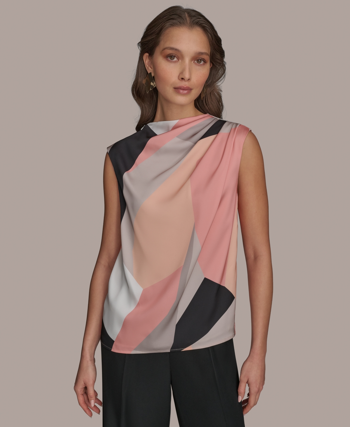 Shop Donna Karan Women's Sleeveless Printed Top In Spring Melon Mlt