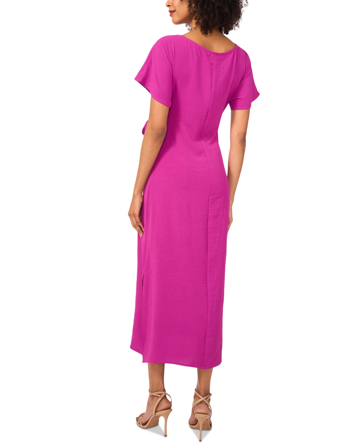 Shop Vince Camuto Women's Tie-waist Boat-neck Midi Dress In Grape Wine