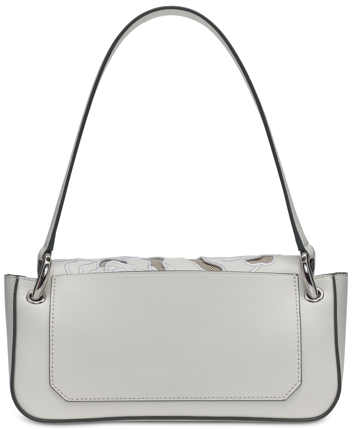 Karl Lagerfeld Monet Floral Embroidery Small Leather Shoulder Bag In Winter White,silver